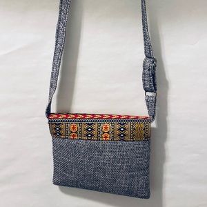 NEW Grey/Blue cross body bag with african print